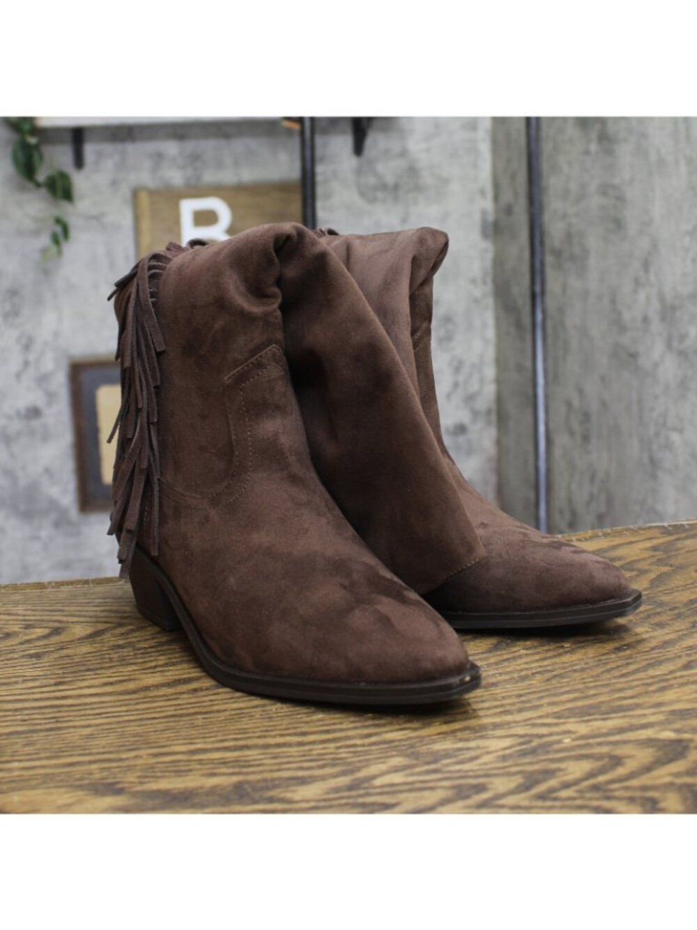 Universal Thread Patsy Tall Fringe Western Boots Cowgirl Chocolate Brown 8M - Picture 2 of 11